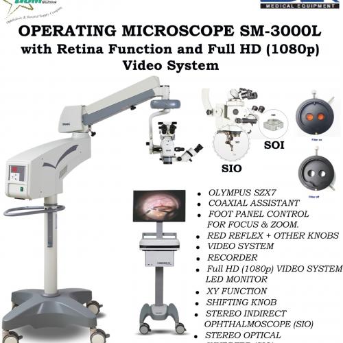 EYE OPERATING MICROSCOPE SM-3000L OLYMPUS OPTIC SZX7 VIDEO SYSTEM 1080P WITH RETINAL FUNCTION