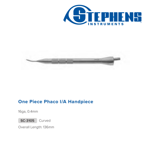 Stephens One Piece Phaco I/A Handpiece Curved